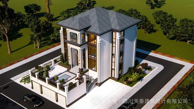 甘肃陇南三层新中式别墅建房图纸带地下室设计占地170平房(图1)
