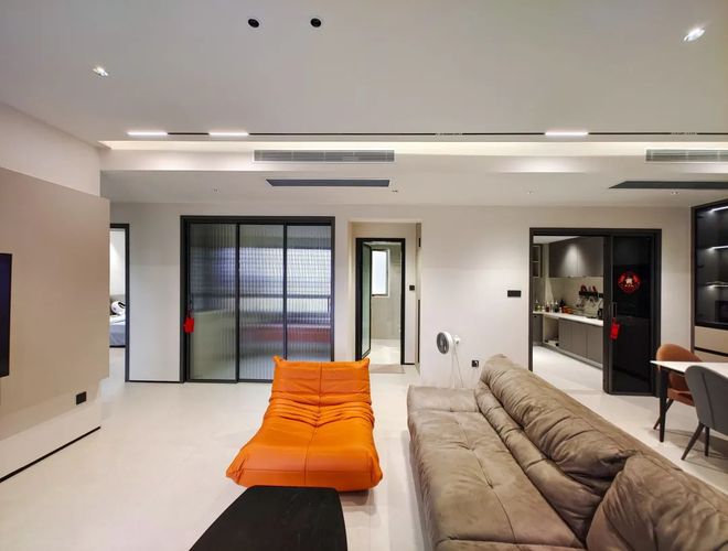 大横厅+观景阳台+多功能房98㎡现代简约三居室(图5)