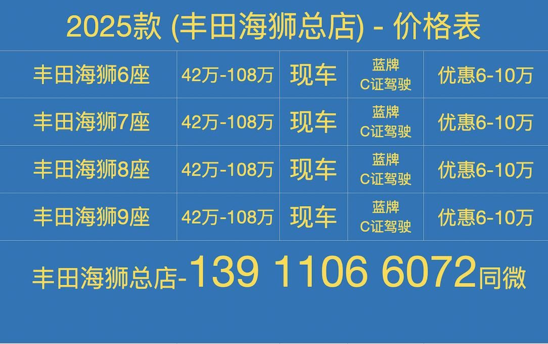 漯河丰田海狮现车丰田海狮卫生间版6座价格(图5)